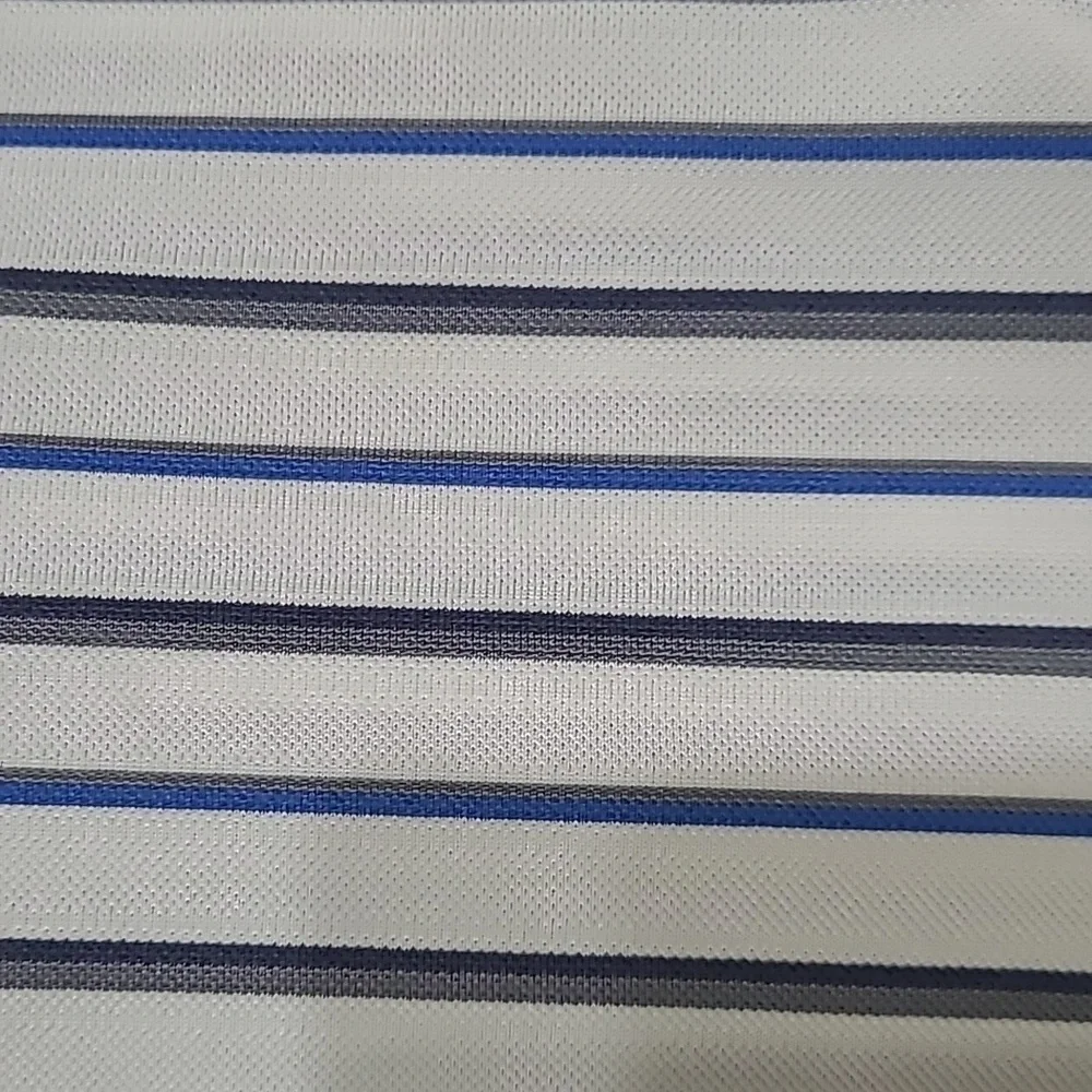 Adidas White with Blue, Black & Grey Stripes Polo style shirt size XL